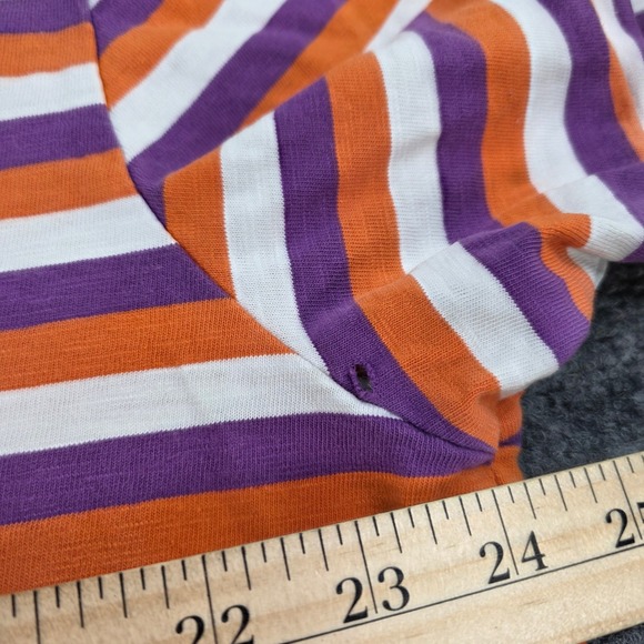 Vintage Guess x 88 Rising Striped T Shirt Orange Purple White Crew Neck XL - Picture 4 of 6
